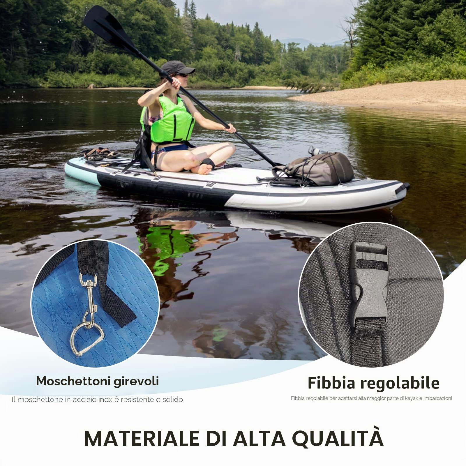 Sedile rimovibile e regolabile per kayak e barche a remi, accessorio tavola da surf con schienale 51 x 45 cm, seduta imbottita 32 x 38 cm