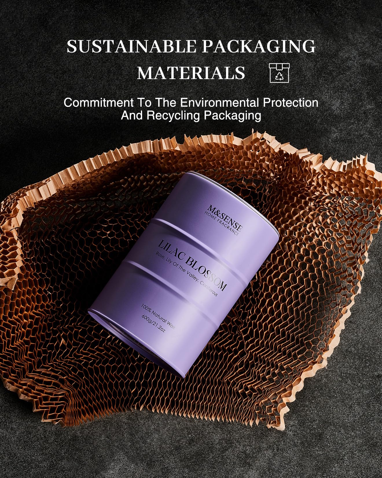 M&SENSE Candele profumate di soia di grandi dimensioni alla lavanda per la casa, candela profumata per lo stress, la meditazione e il relax, regali per la mamma, l'insegnante e gli amici