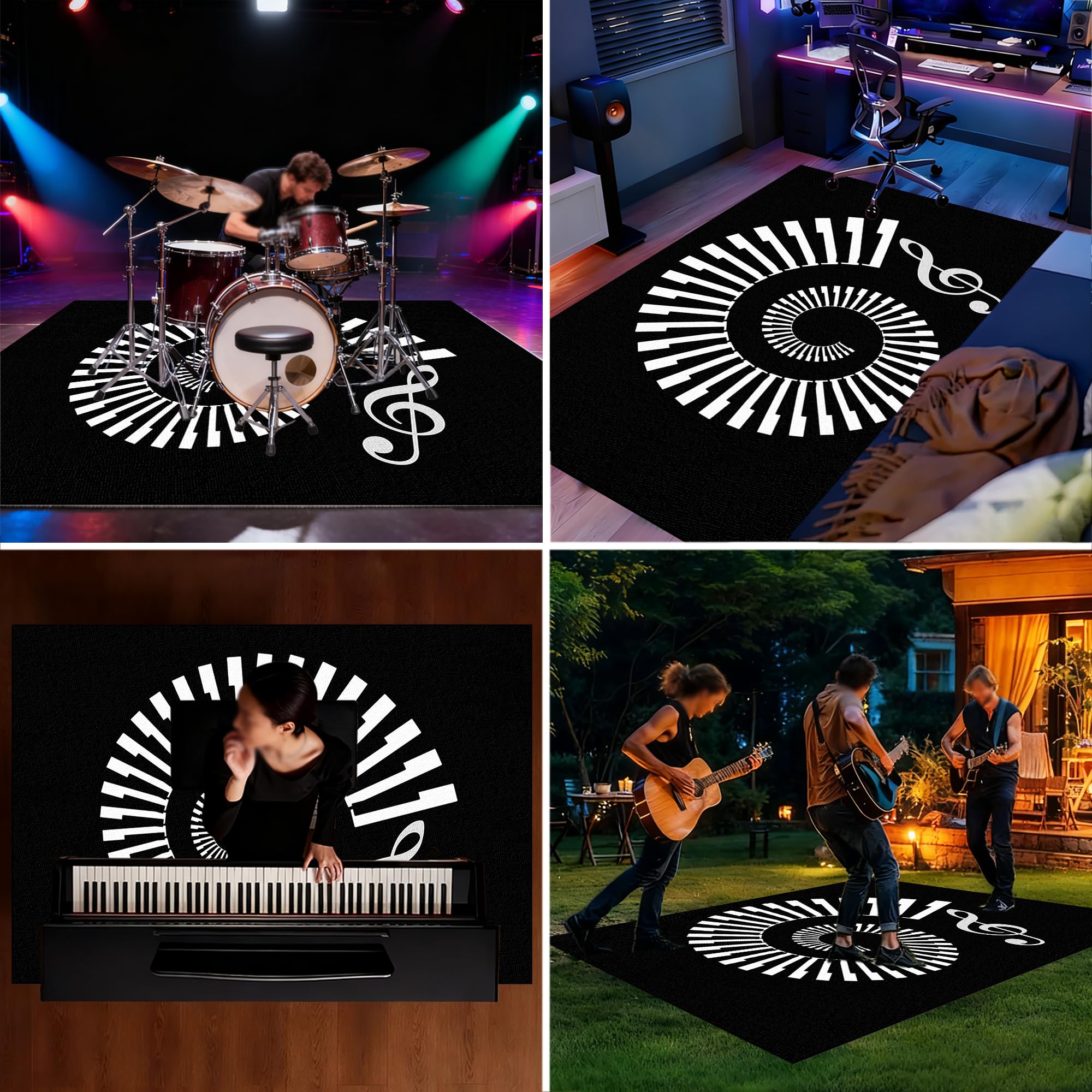 Dywan z baterią akustyczną, dźwiękoszczelny dywanik z baterią, elektroniczny dywanik do bębna basowego, antypoślizgowy do bębna basowego i innych elementów zestawu dywaników do dywanika 160 x 120 cm