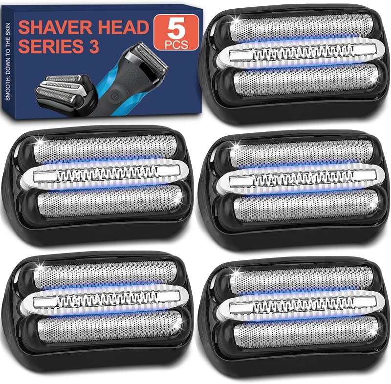 32B s3 Replacement Head – Series 3 Shaver Head Compatible with Braun 3040s, 3080s-4, 370cc, 3070cc, 3000s, 3010, 3090cc & More – Wet and Dry Electric Razor Replacement Heads (5PCS)
