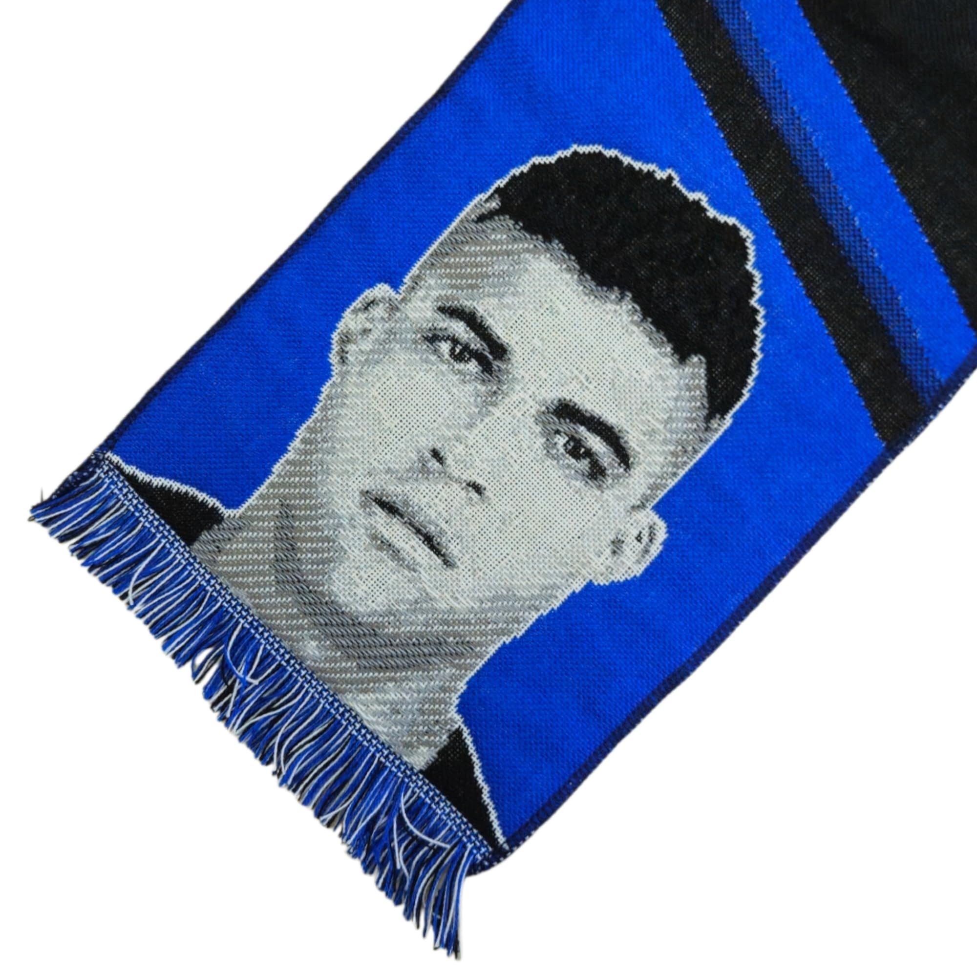 Sciarpa Jacquard Lautaro Martínez 100% Acrilico Nero Blu Bianco 135x22cm