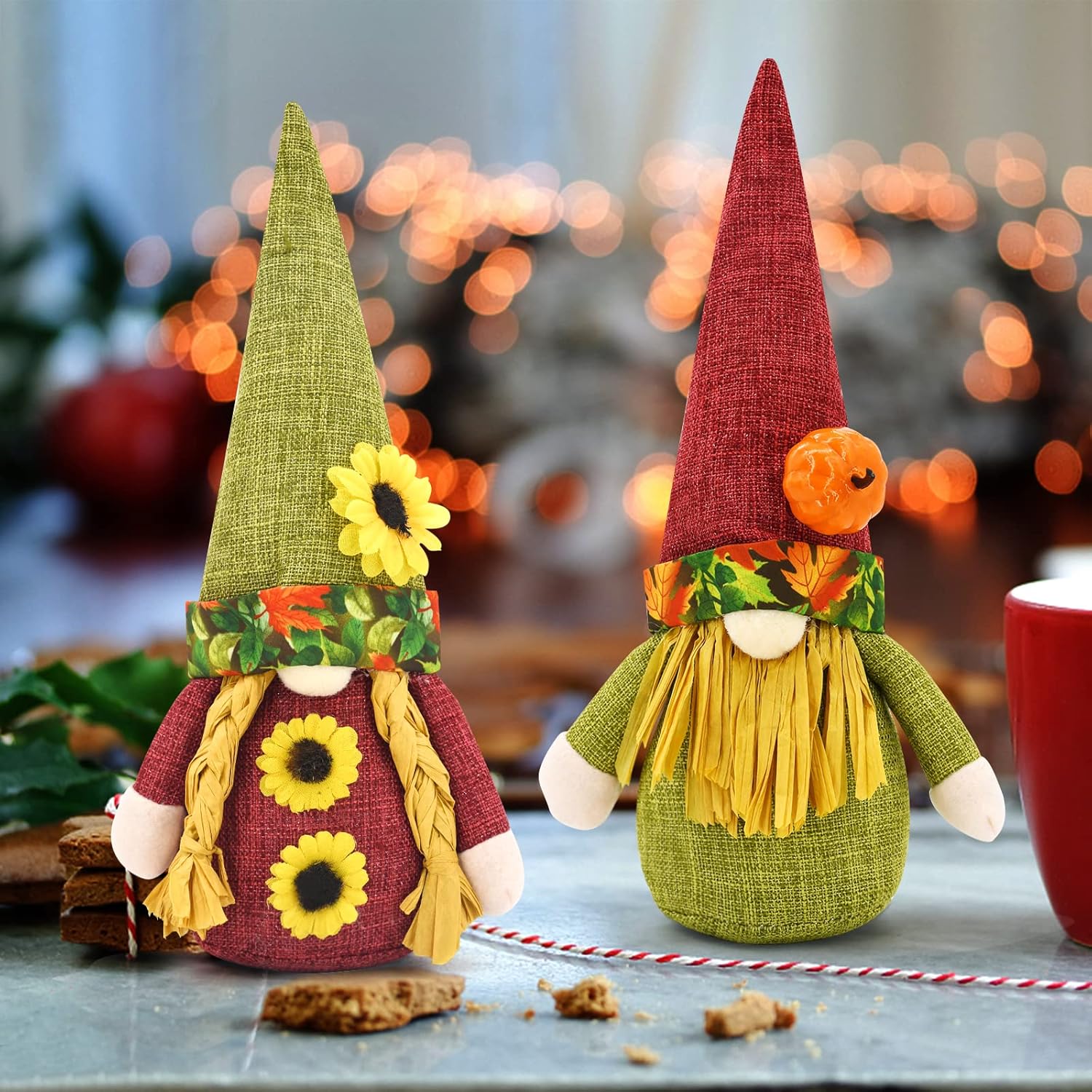 YuQi 2PCS Fall Halloween Faceless Gnomes Decorations for