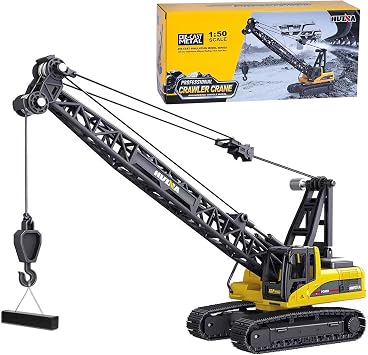 1/50 Heavy Duty Construction Metal Crawler Crane, Truck Crane Vehicle Toys for Kids, Outdoor Sandbox Car Toys, Birthday Gift Toddler Boy Kid