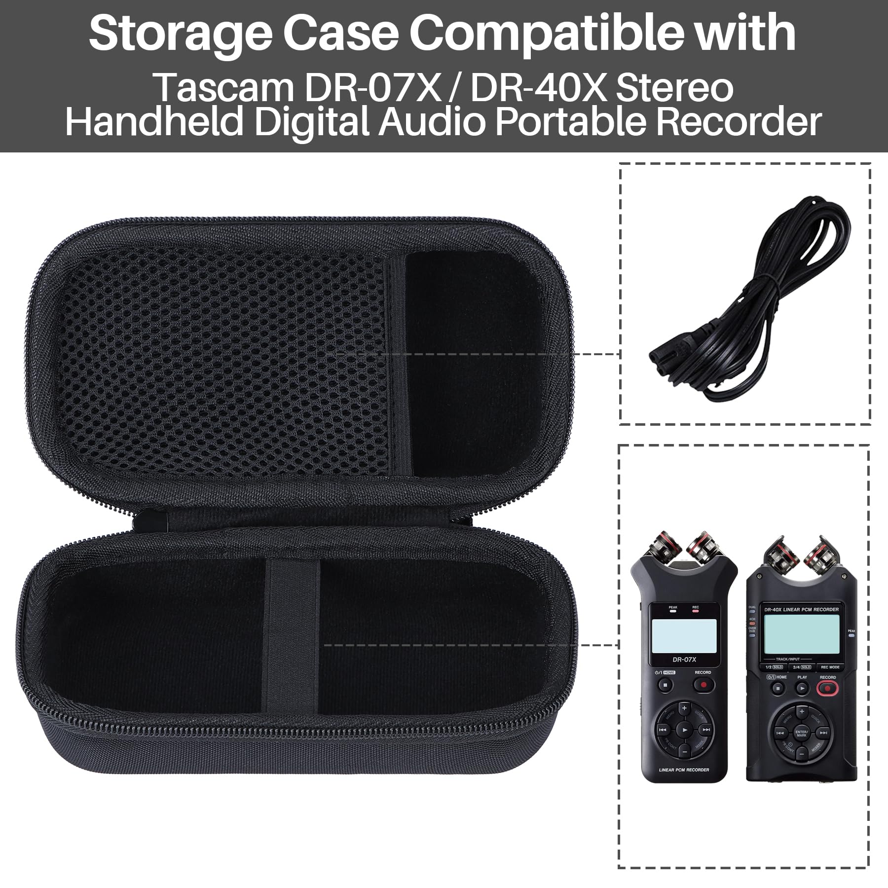 Étui Housse Cas pour Tascam DR-07XP DR-07X DR-40X Enregistreur Audio Numérique