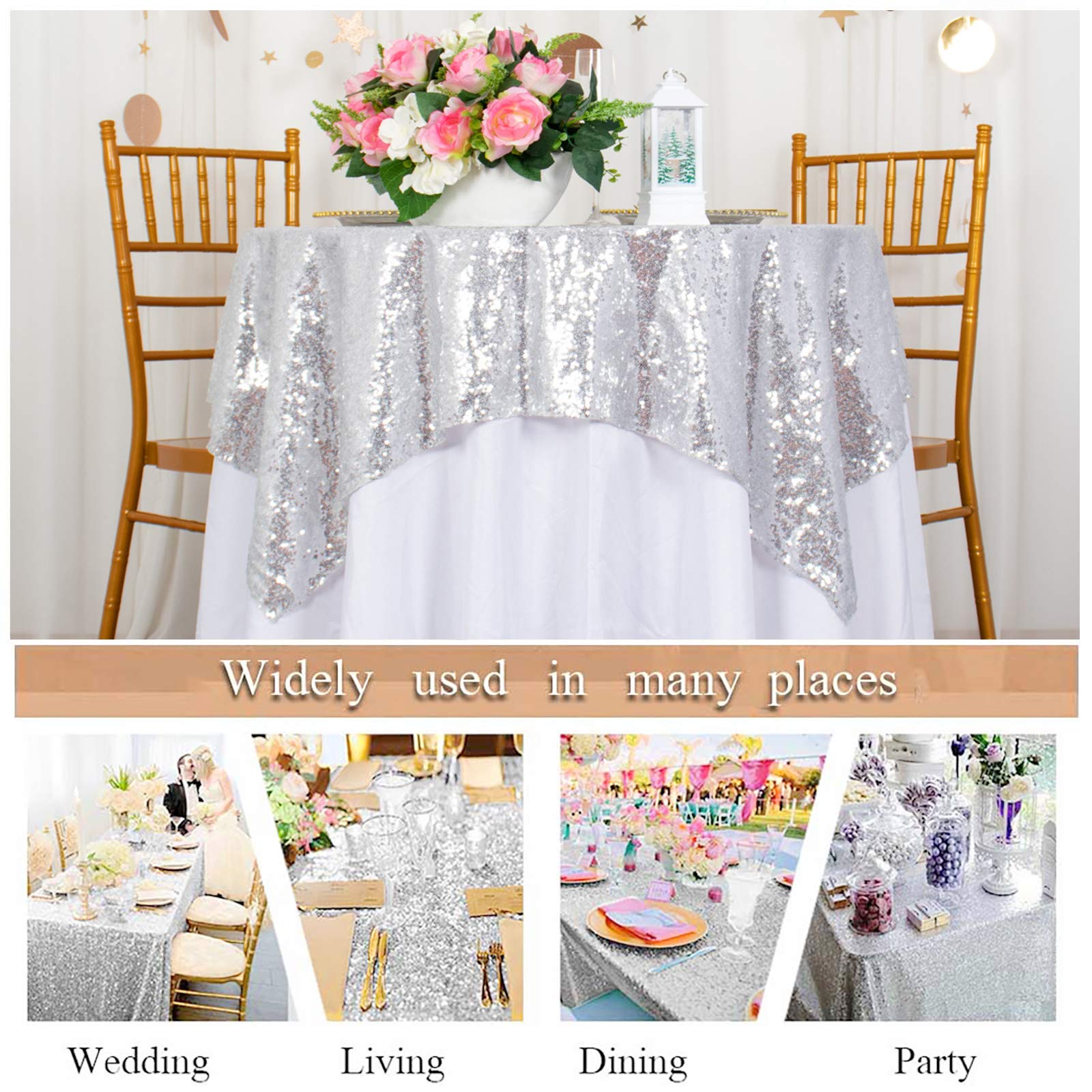 PartyDelight Tovaglia con paillettes nere 228,6 x 335,3 cm Shimmer tovaglia tavolo da pranzo matrimonio rettangolare decorazioni glitter scintillanti
