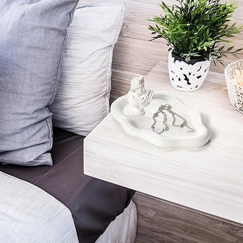 Miniatura 7 de Paquete de 2 bandejas de cerámica para joyas, bandeja decorativa con forma de nube, bandeja de perfume para decoración del hogar, bandeja de velas