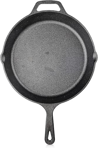 Miniatura 7 de Navaris Sartén de hierro fundido, sartén de hierro fundido de 10 pulgadas, utensilios de cocina sazonados para freír, cocinar, horno, estufa y