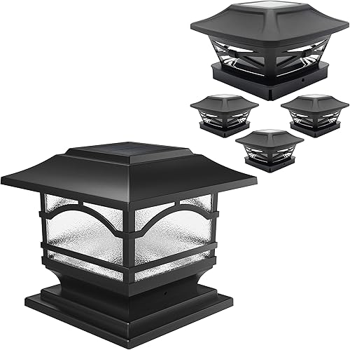 Miniatura 1 de Davinci Lighting Renaissance - Luces solares para tapa de poste (paquete de 4) y prémium (1 unidad), color negro pizarra