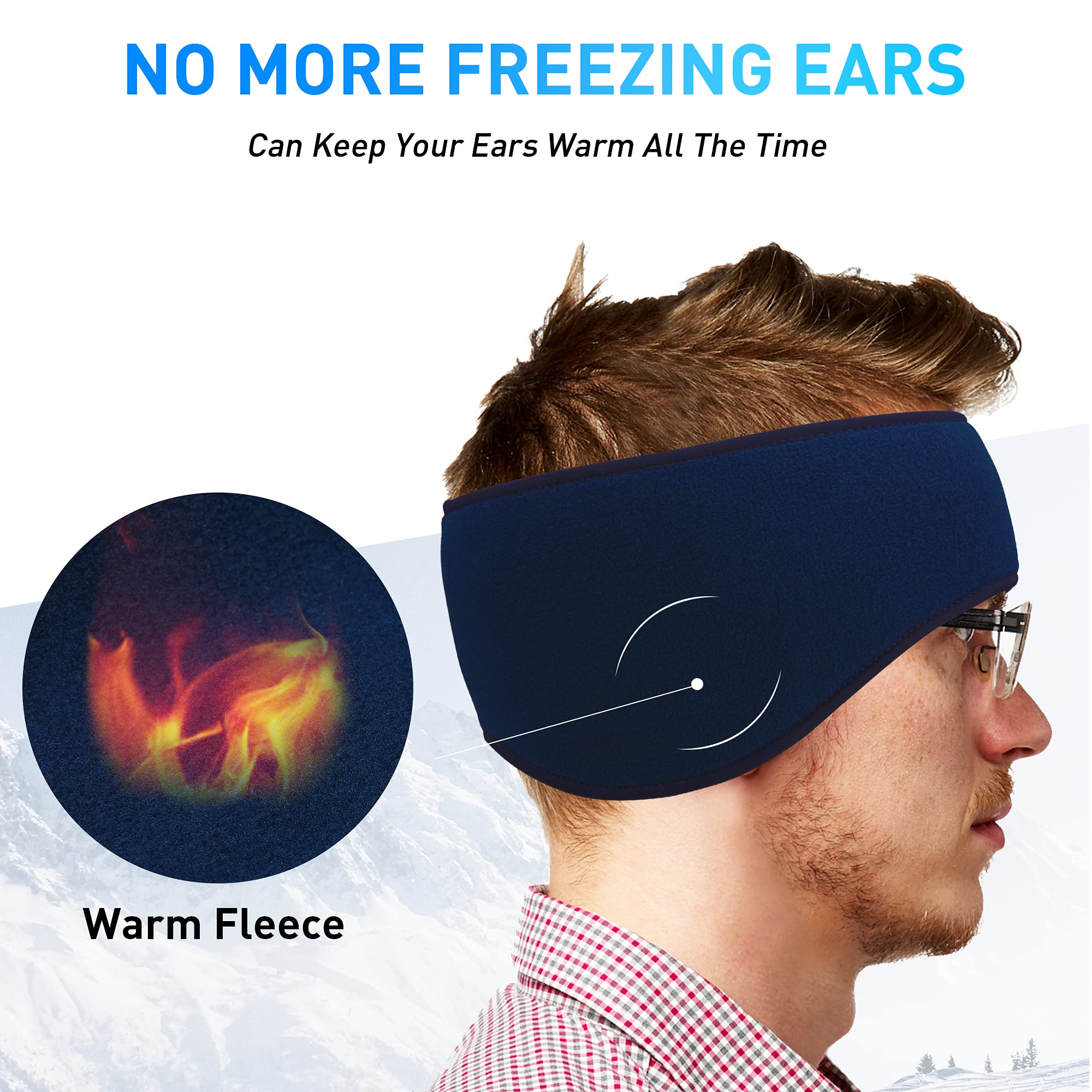 Arcweg 2PCS Sport Headbands for Women Men Polar Fleece Full Cover Ear Winter Warmers Stretchy Unisex Sweatband Non-Slip Hairband Outdoors Head Wrap for Running Cycling Skiing