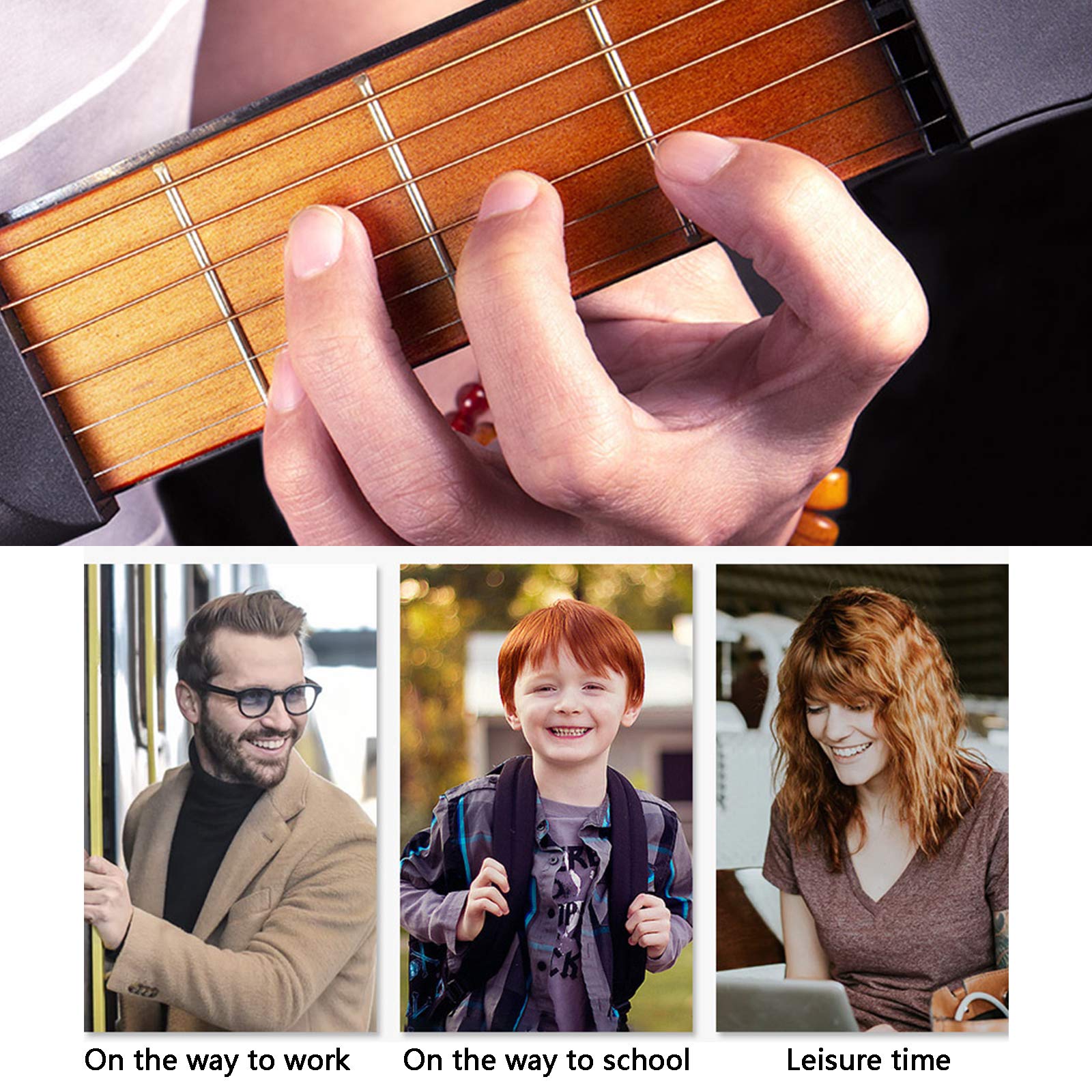 Narzędzie do ćwiczeń gitary kieszonkowej, czarny plastikowy przenośny trener akordów gitarowych, kieszonkowa gitara ćwiczenie szyi dla początkujących trenażer trener palcowy