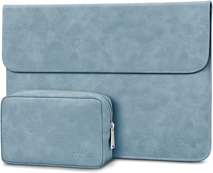 TECOOL 13 Pouces Housse PC Portable,Cuir Pochette Sacoche et Pochette Accessoires pour 2022-2024 MacBook Air 13.6 M3 M2, 2018-2020 MacBook Air 13 M1, 2016-2022 MacBook Pro 13 M2 M1 - Bleu
