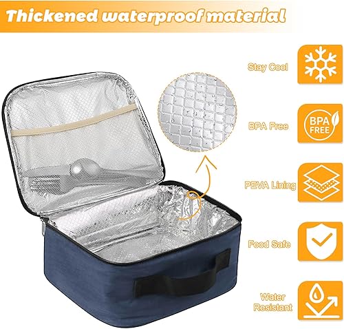 Miniatura 5 de Lonchera para hombres Bolsa de almuerzo reutilizable para hombres adultos y mujeres Lonchera aislada para oficina, senderismo, campamento