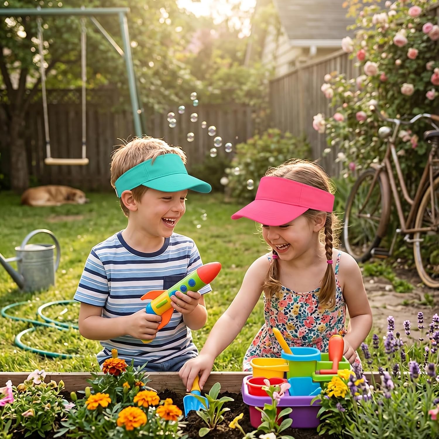 Kids Sun Visors Hats Bulk, Neon Softball Golf Summer Beach Sport Sun Hats for 6-12 Yrs Old Boy Girls