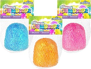 ORB Curiosities Sqweezy Gumdrops 3 Pack - Fun, Sparkling, Squishy, Stretchy, Slow Rising Sensory and Fidget Toys for Kids and Adults - Great Stress Relief Toys to Squeeze at Home, Desk, or Classroom
