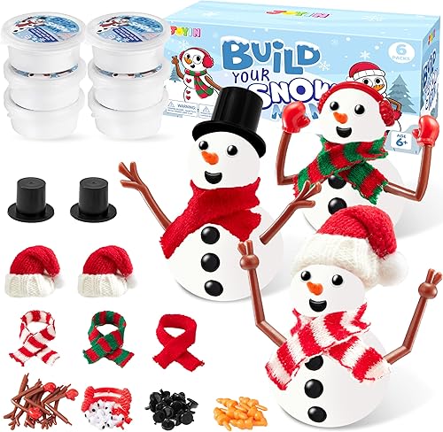 Vista 22 de JOYIN Kit de manualidades de Navidad para construir un muñeco de nieve, paquete de 3 arcilla para modelar, kit de muñeco de nieve para actividades