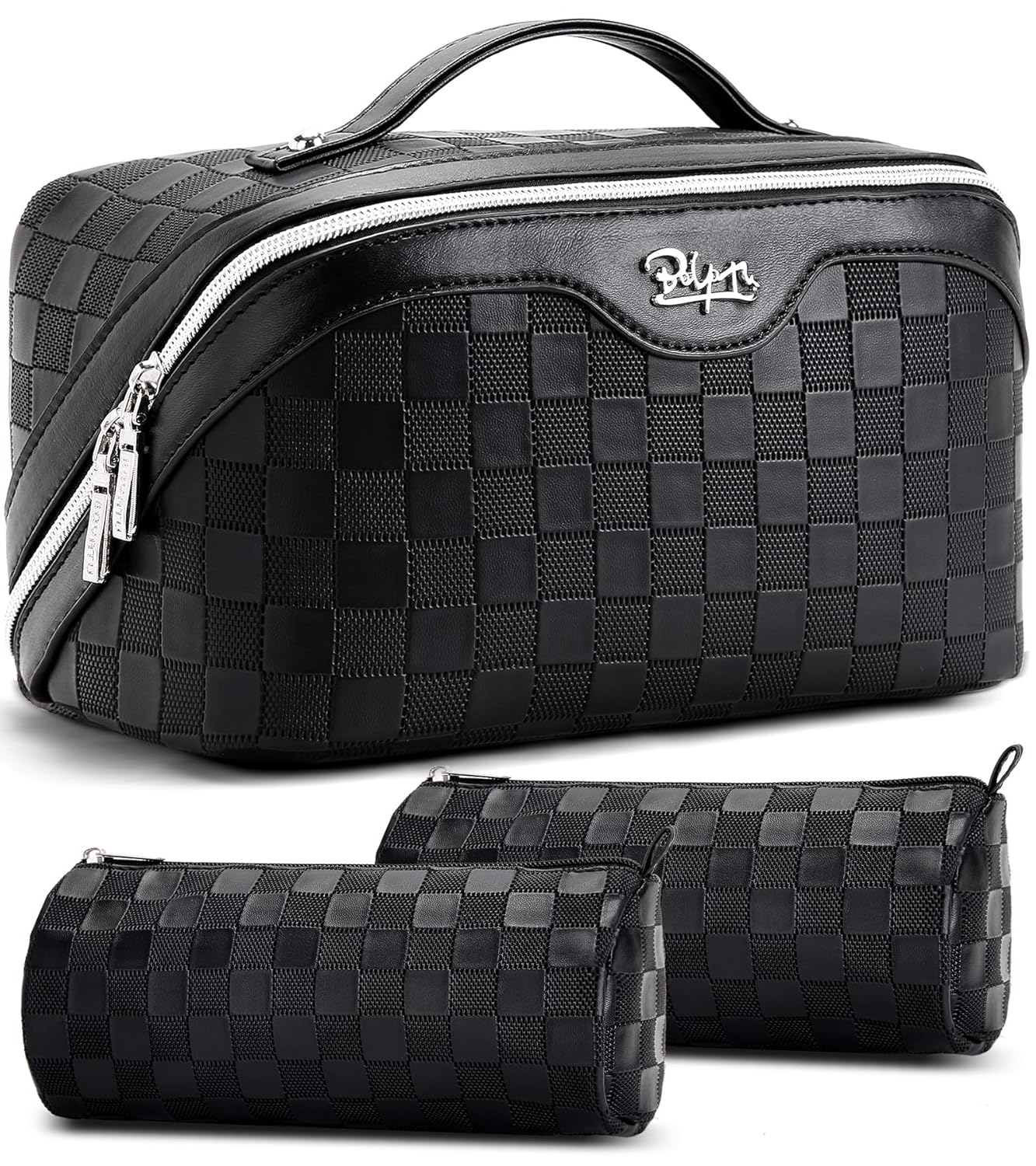 BOYATU Travel Makeup Bag Organizer Cosmetic Bag 3 Pcs Set Make up Bags for Women - Waterproof Vegan