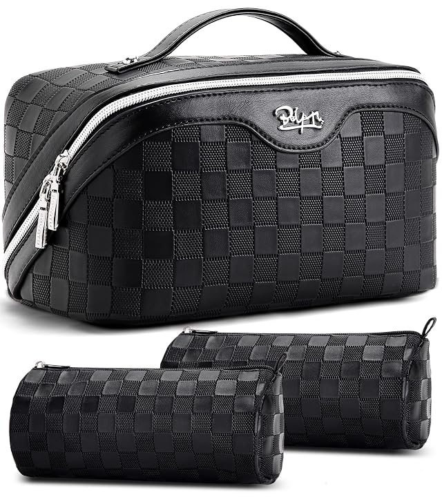 BOYATU Travel Makeup Bag Organizer Cosmetic Bag 3 Pcs Set Make up Bags for Women - Waterproof Vegan
