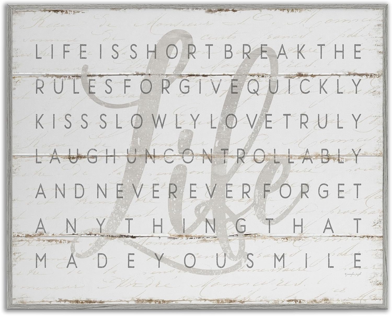 Stupell Industries 'Life is Short Sentiment', Framed Giclee Art, Gray, 14 x 11 Inches, Easy to Hang and Sturdy, Made in USA, by Jennifer Pugh