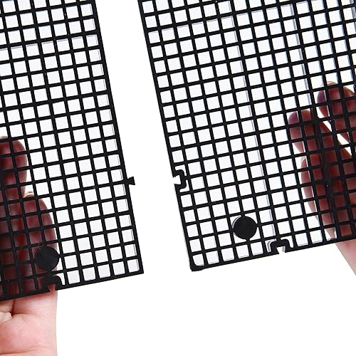 Miniatura 6 de ALEGI Bandeja divisora de rejilla de plástico, caja de huevos, Louvre, acuario, tanque de peces, aislamiento inferior con soporte (8 piezas, negro)