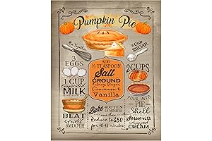 Vintage Pumpkin Pie Recipe Print: Rustic Thanksgiving Kitchen Wall Art
