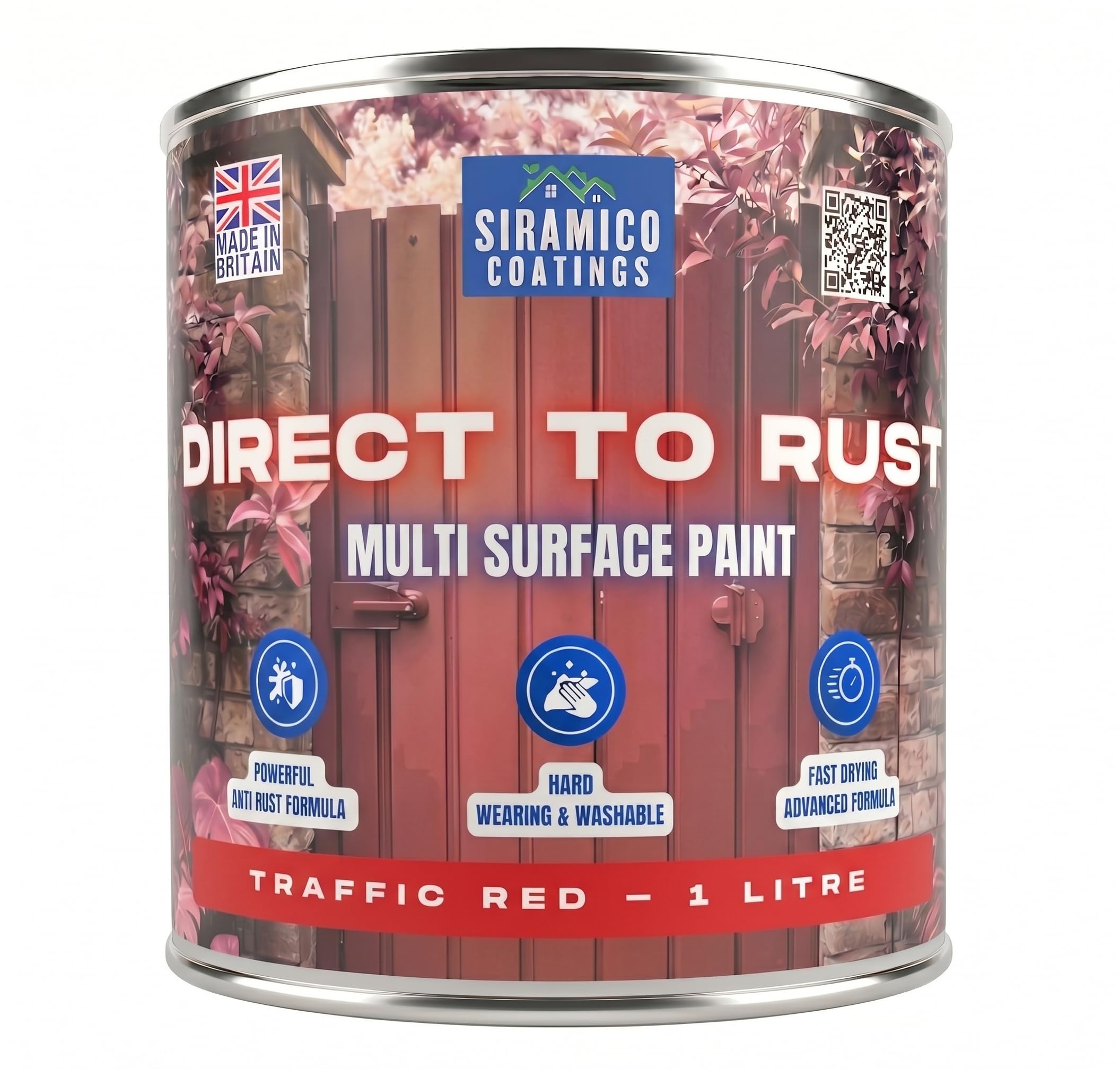 Siramico Coatings Traffic Red (Ral 3020) - Direct To Rust - Satin (Traffic Red (Ral 3020))
