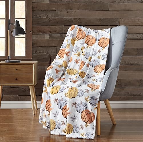 GoodGram Mantas decorativas ultra suaves y afelpadas de otoño y Halloween, con temática chic de gran tamaño, estilos surtidos (Pumpkins N Bats)