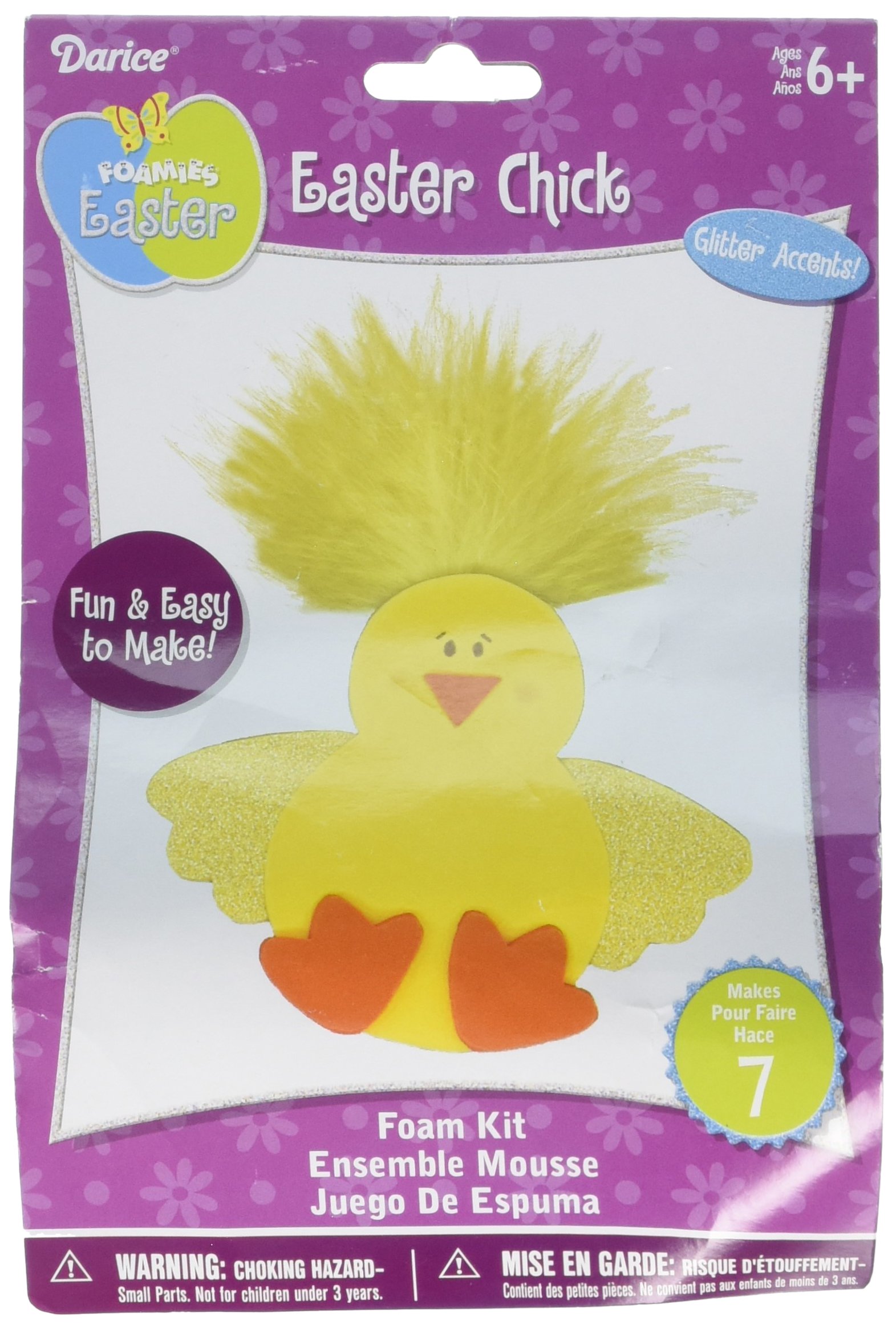 Darice Pascua Kit de Espuma para Pollitos de Plumas y Purpurina de 4.5 Pulgadas, Amarillo