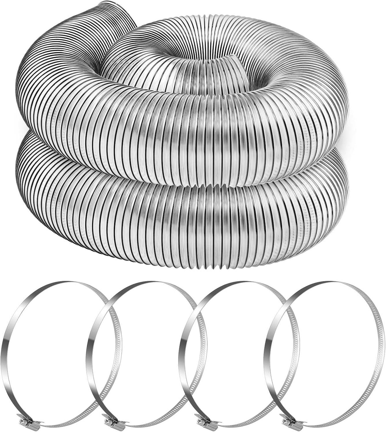 Amylove 6" x 10' Lawn Vacuum Hose Flexible Duct Hose Long PVC Dust Collection Hose with 4 Stainless Steel Hose Clamps Puncture Resistant Fume Dust Collector Hose for Vacuums Cleaner Collection System