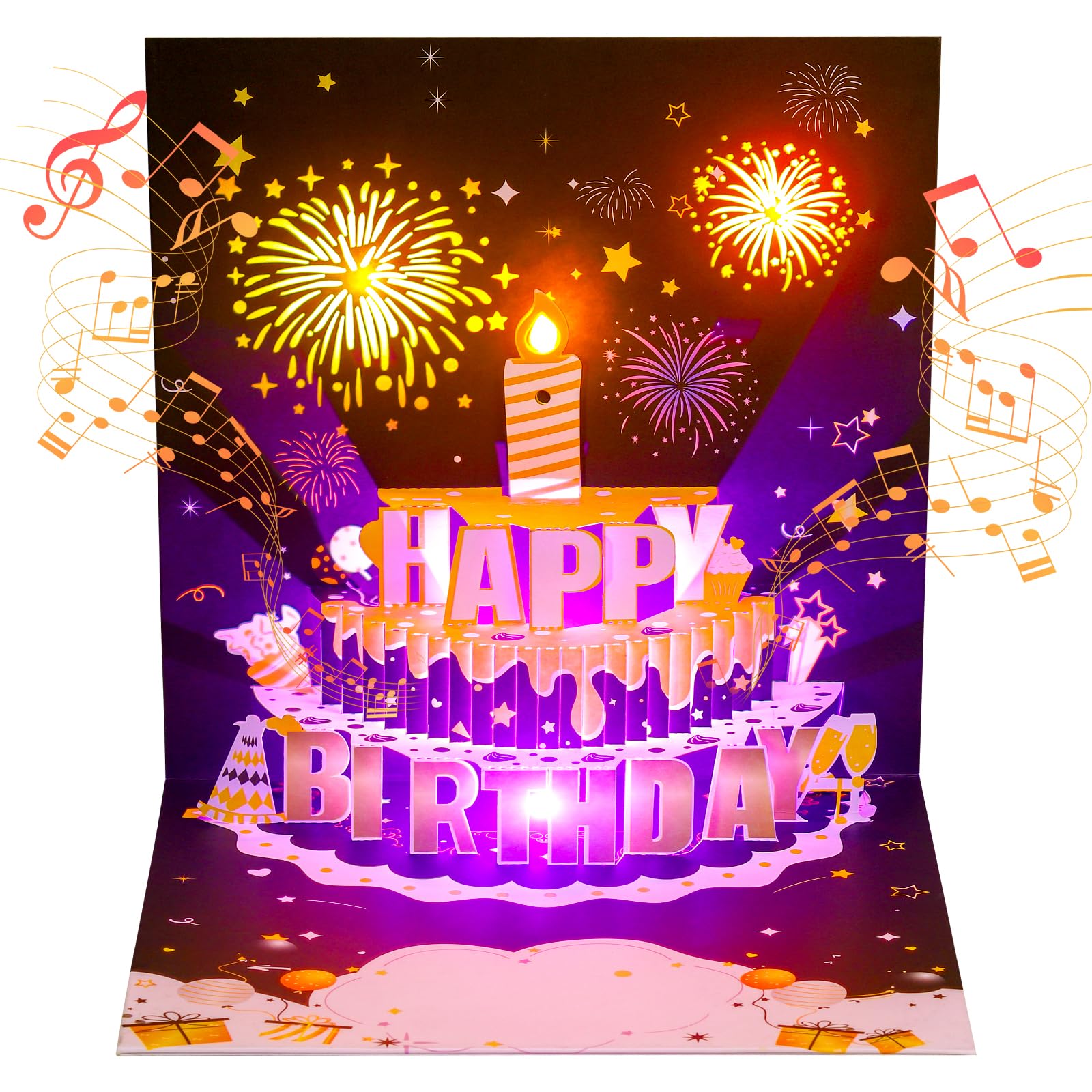 Depesche 11130-003 - Biglietto di auguri 3D con musica e luce, per 30° compleanno, 15,5 x 15,5 cm, con busta abbinata, stampato all'interno e all' esterno