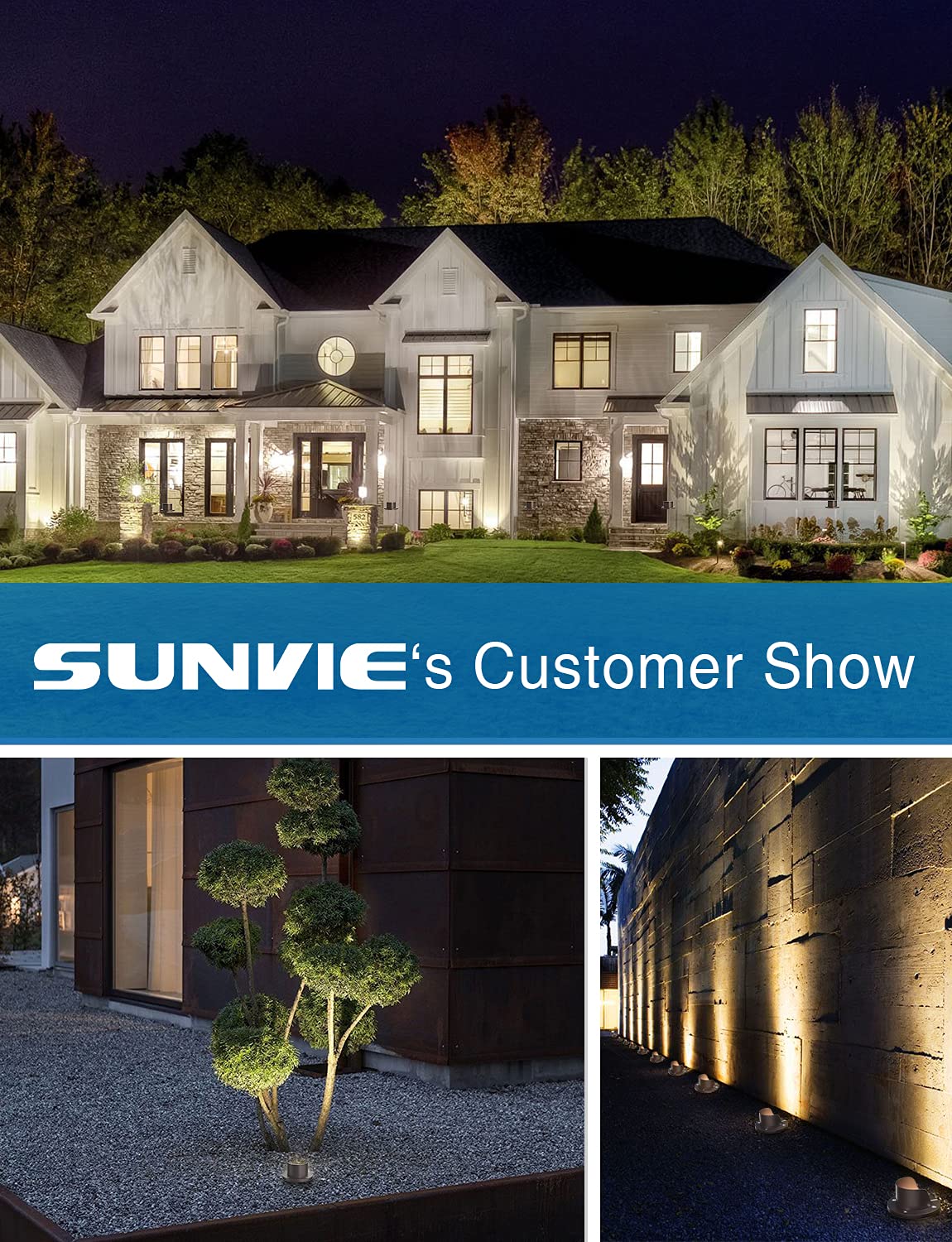 SUNVIE 12W Low Voltage Landscape Lights Waterproof Outdoor InGround