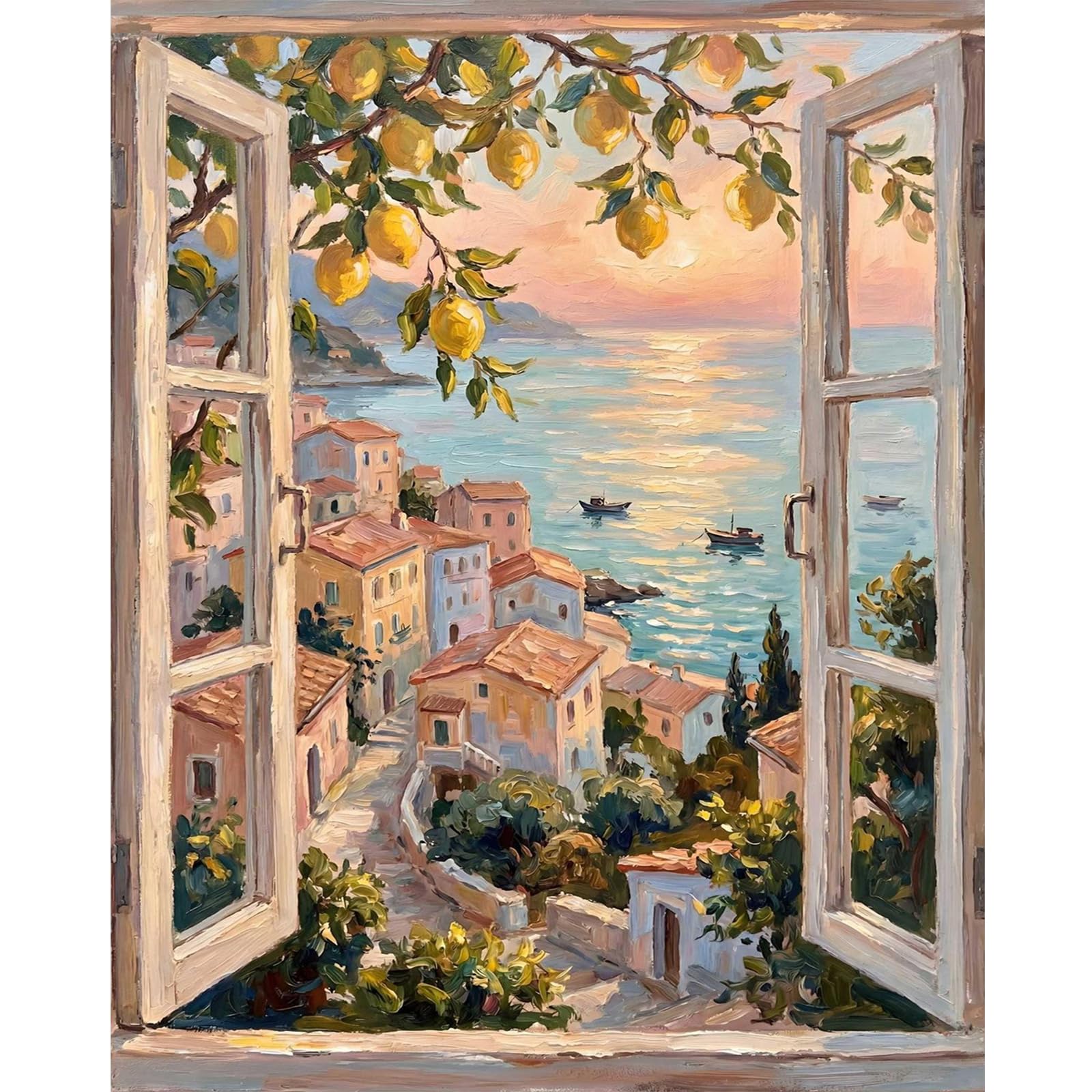 Querencia Op-Uk02 Lemon Tree Paint By Numbers For Adults, Window View Diy Acrylic Painting By Numbers For Adults Without Frame For Relaxation, Home Wall Decor Gift, 16X20 Inch