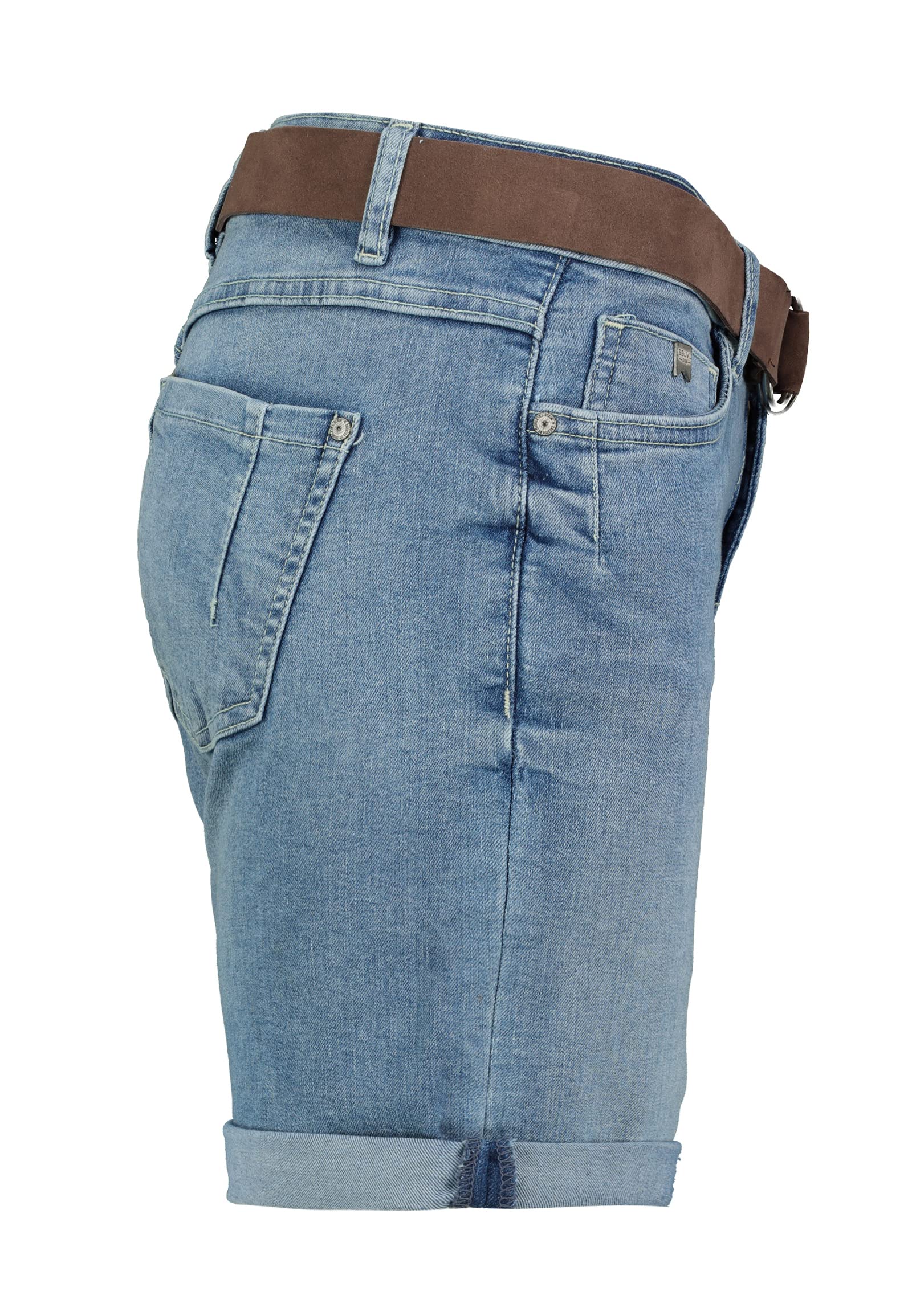 Sublevel Damen Jeans Bermuda-Shorts mit Veloursleder Gürtel