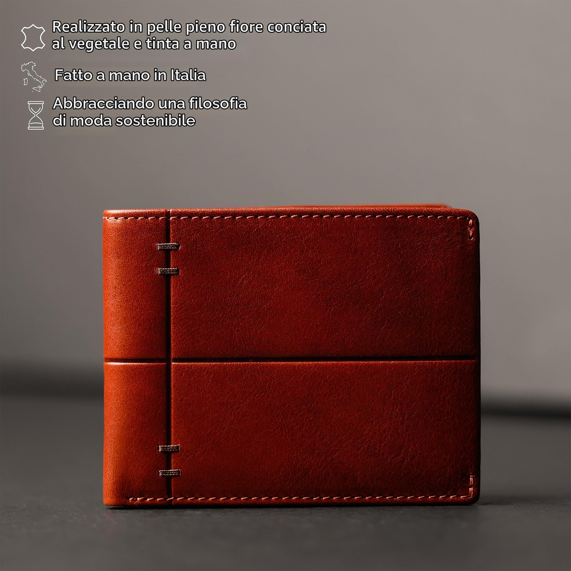 Time Resistance Portafoglio in Pelle Design Minimalista Fatto a Mano in Italia – Portafoglio Con Scomparti per Carte di Credito e Contanti