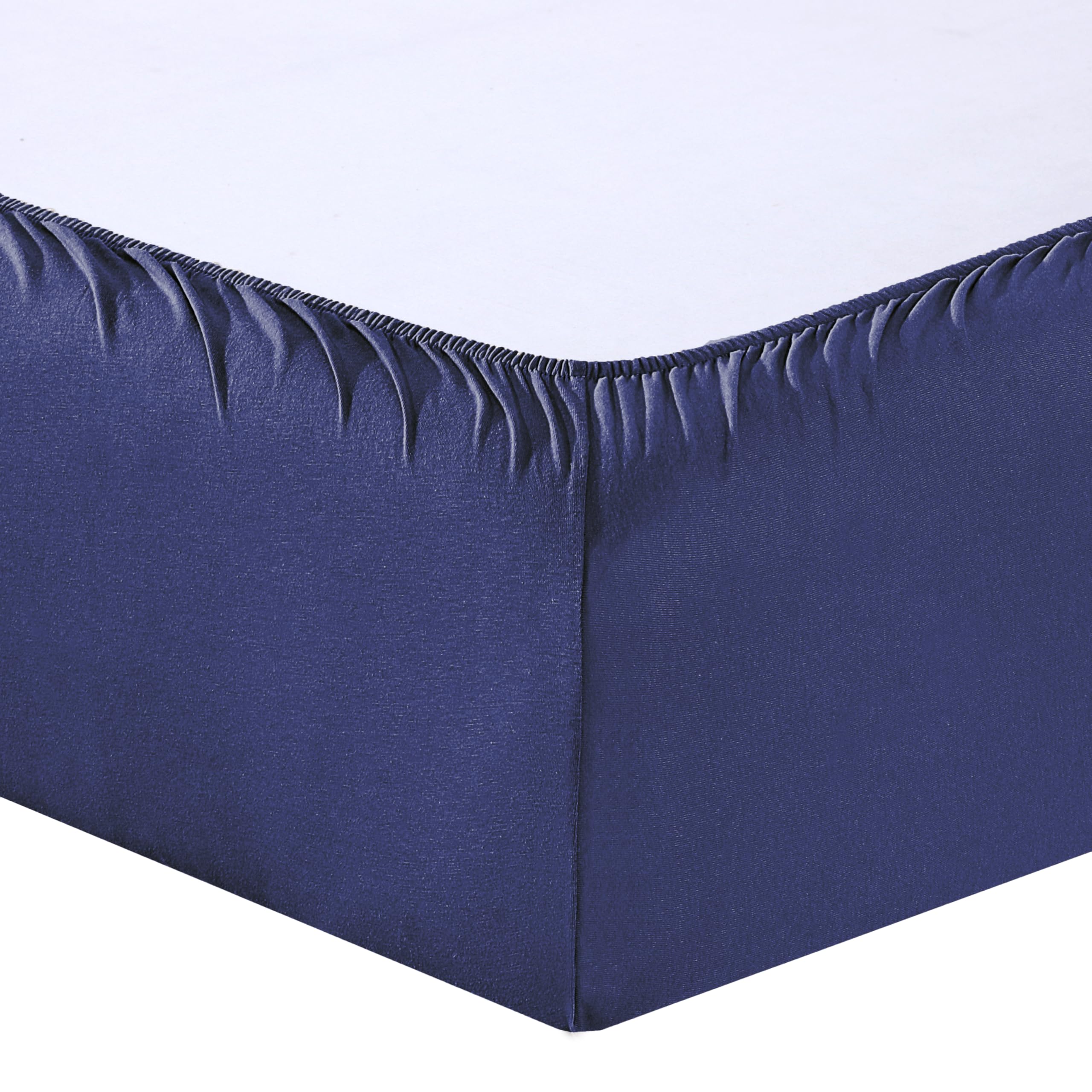 Vency Lenzuolo Con Angoli Elasticizzati Jersey – 180x200 Cm – 100% Cotone – Blu Navy – Adatto Materassi Alto 25 Cm