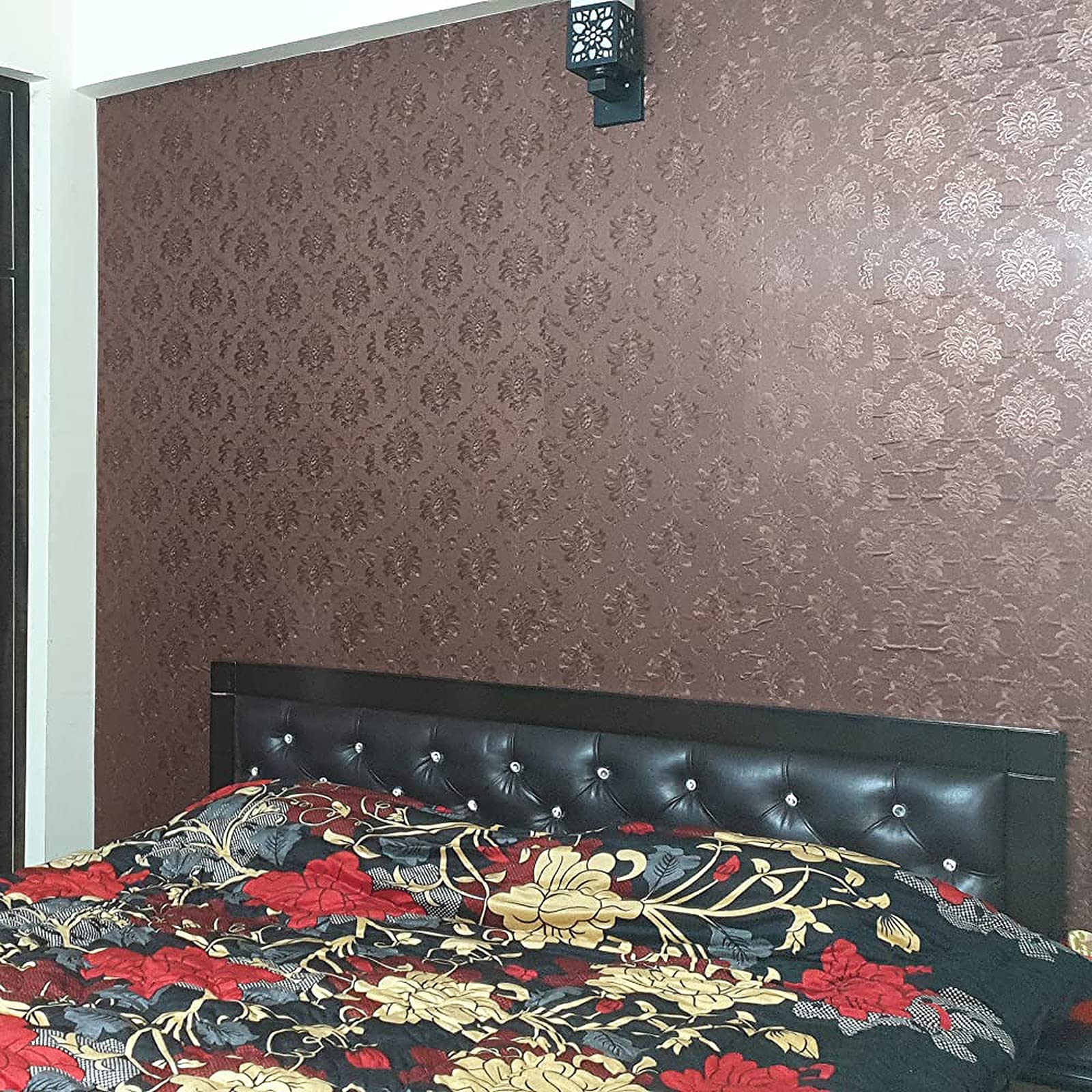 Wolpin Wall Stickers DIY Damask Wallpaper (45 x 300 cm) Self Adhesive Living Room Decals Home Interior Decoration, Brown (B08MBXSQZL) Amazon Price History, Amazon Price Tracker