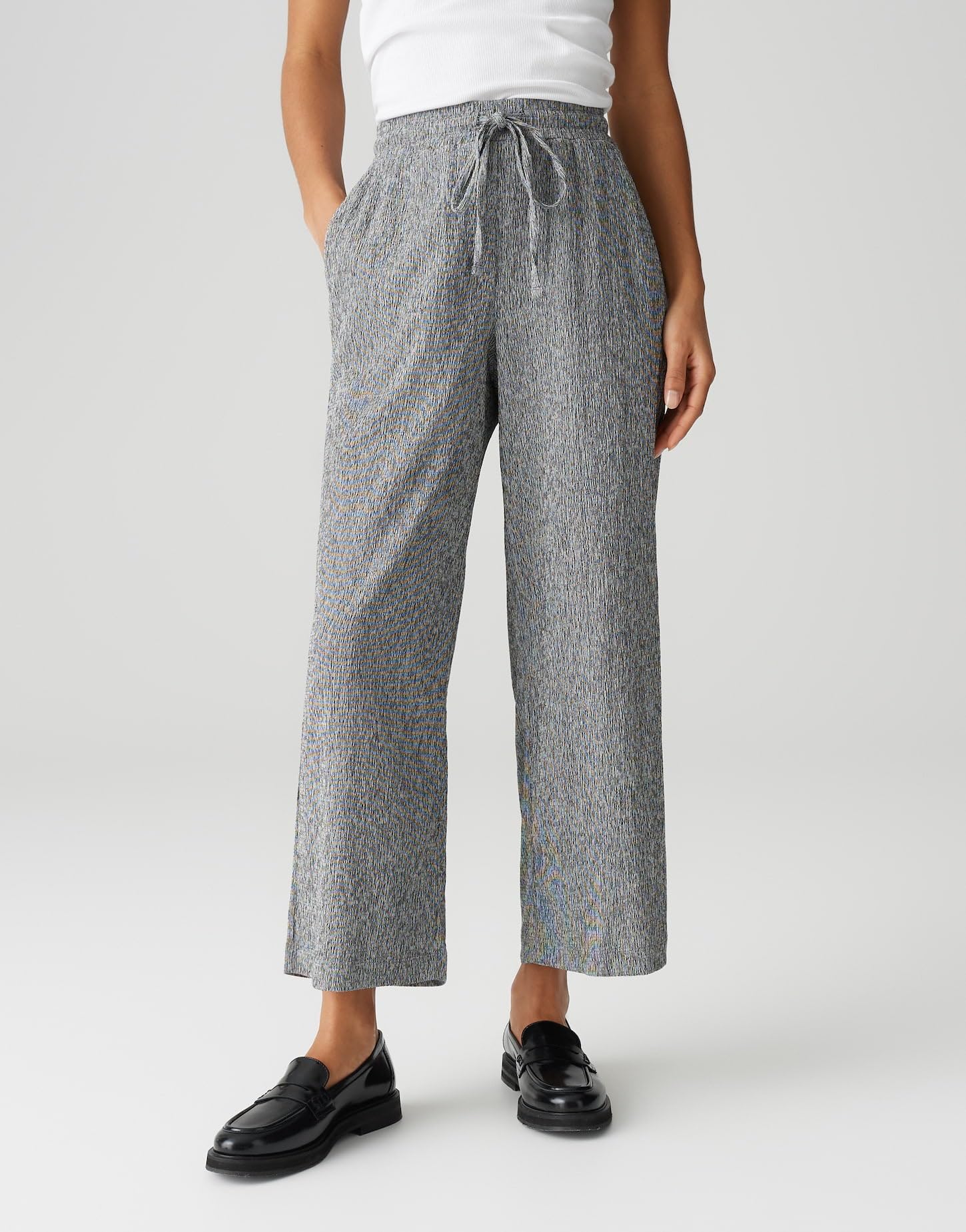 OPUS Damen Stoffhose | Culotte MILENI Crinkle Two-Tone Wide mit Komfortbund