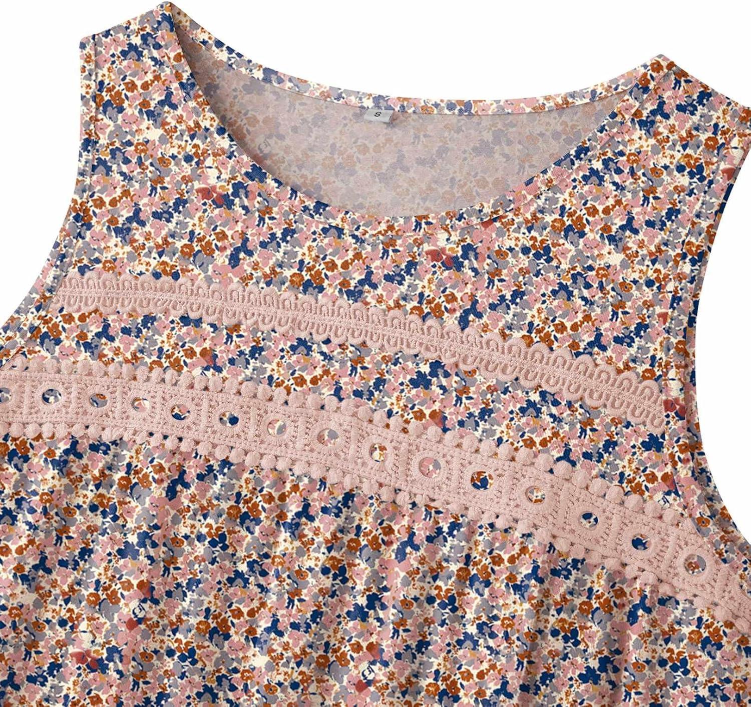 Zeagoo Womens Tank Tops 2026 Summer Pleated Scoop Neck Sleeveless Lace Crochet Boho Tops Dressy Casual Loose Fit Blouses - Image 6