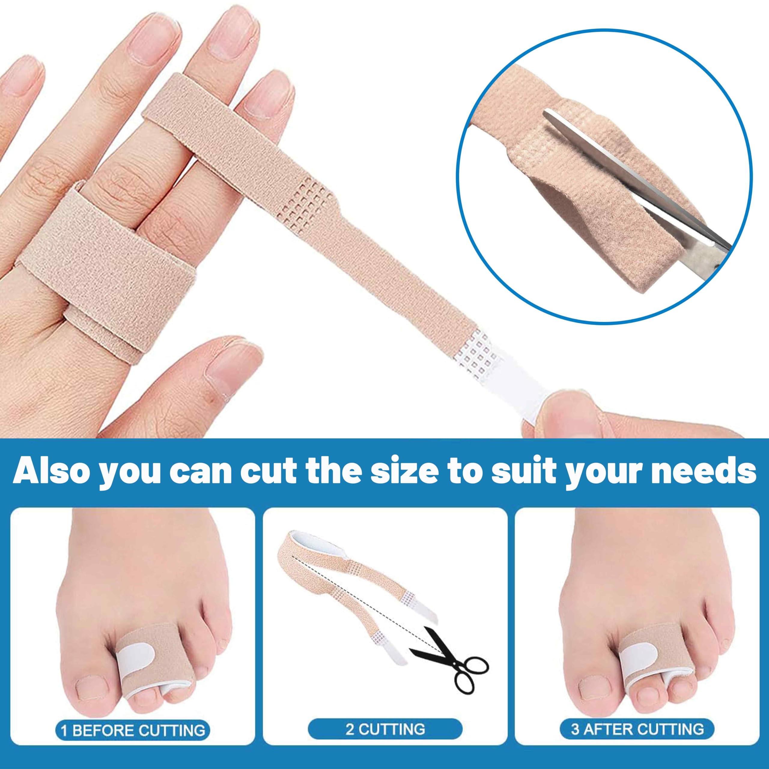 Corrector de Dedo Martillo, 8 pcs Férulas de Pie para Corregir Dedos Fracturados, Torcidos y Superpuestos, Incluye Vendajes Acolchados para Mayor Comodidad, ¡Mejora la Apariencia de tus Pies!