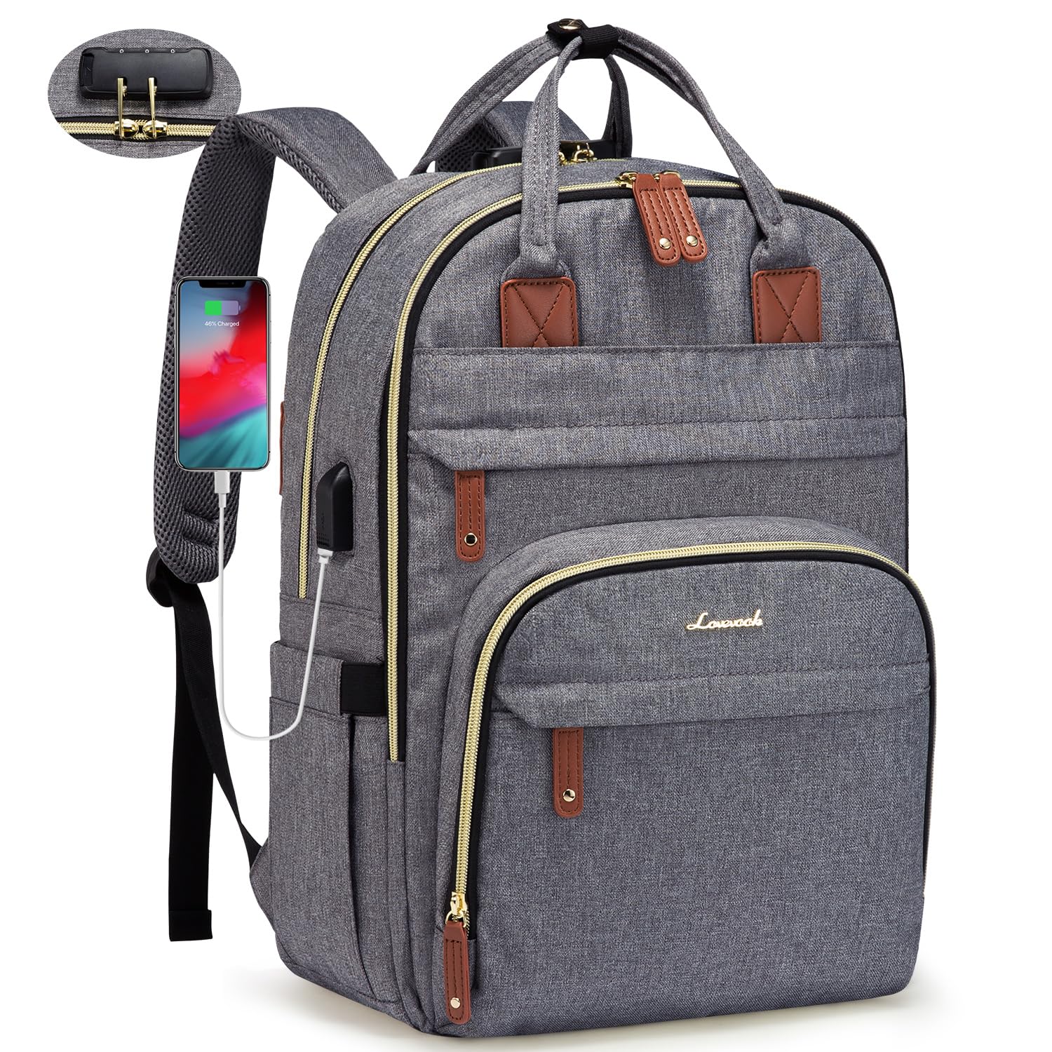 LOVEVOOK Laptop Backpack for Women, Unisex Large Capacity Travel Anti-theft Bag, Business Work Computer Backpacks Purse College Bag for Men, Casual