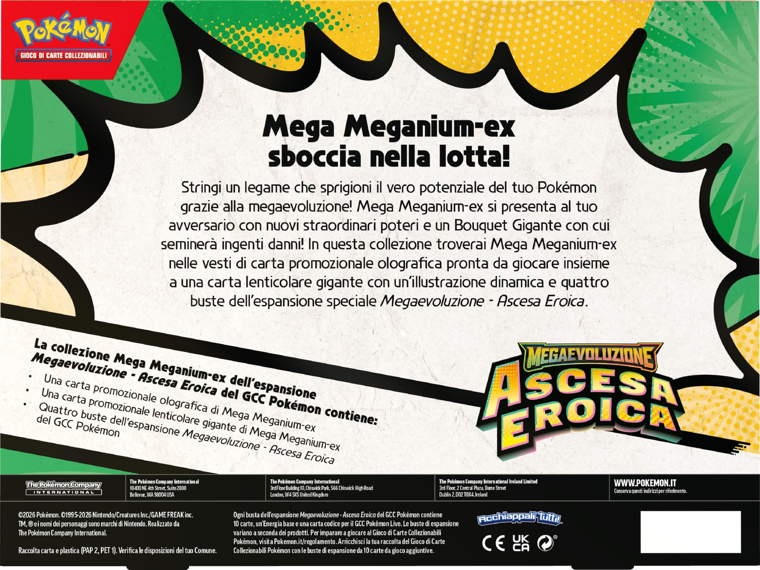 Pokémon: collezione Mega Meganium-ex dell’espansione Megaevoluzione - Ascesa Eroica del GCC Pokémon (una carta promozionale olografica, una carta lenticolare gigante e quattro buste di espansione) - 3