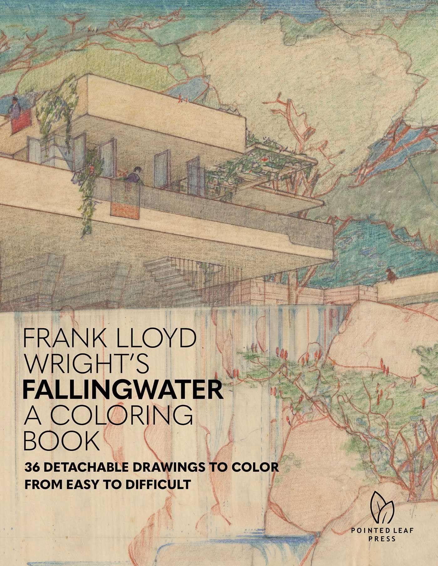 Frank Lloyd Wright's Fallingwater Coloring Book : 36 Detachable Drawings to Color from Easy to Difficult