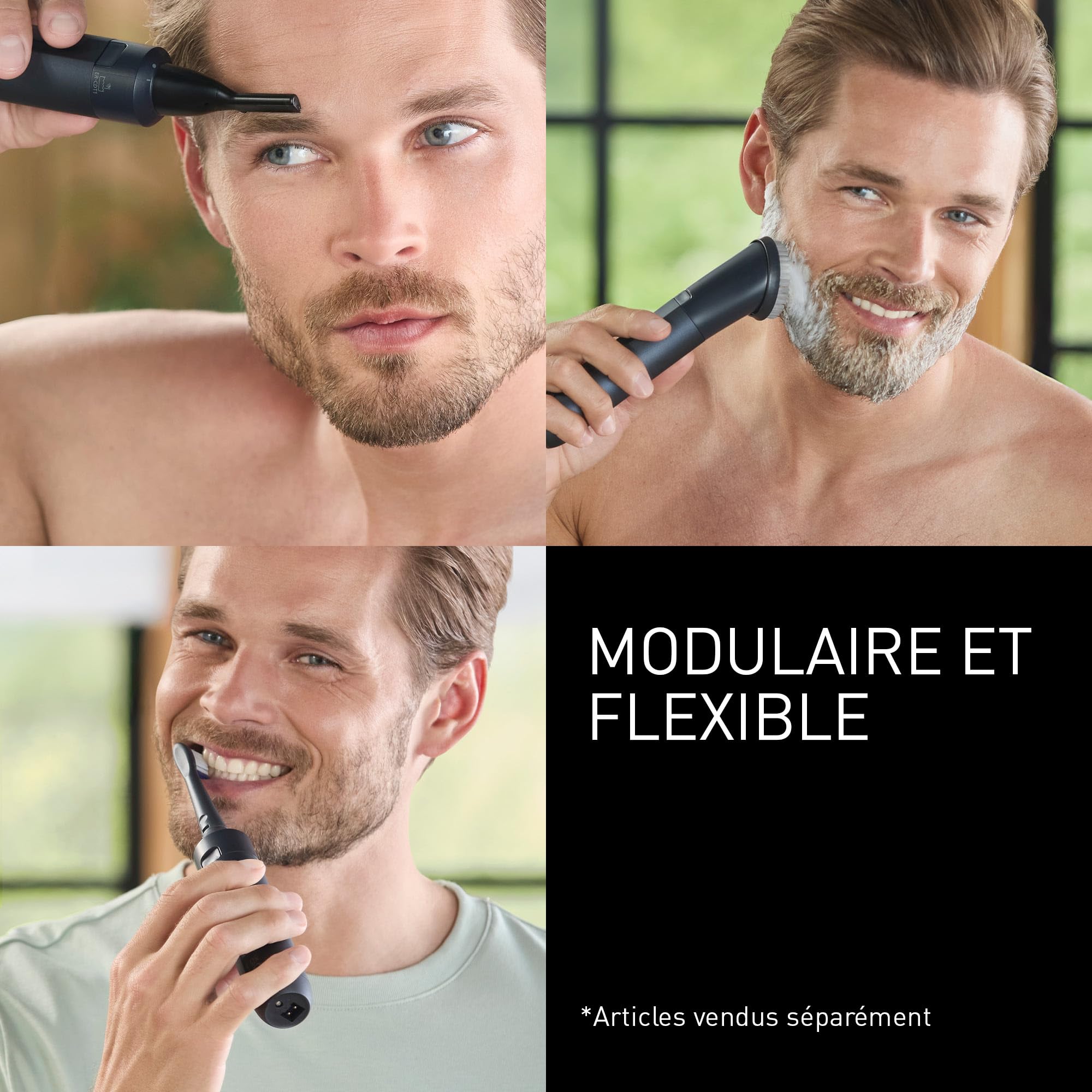Panasonic ER-CDT1-A301 MULTISHAPE (Système Modulaire de Soins Personnels) Ensemble Têtes de Rasage/Tonte, Tondeuse à Sourcils et à Barbe, Rasoir de Détail, Noir