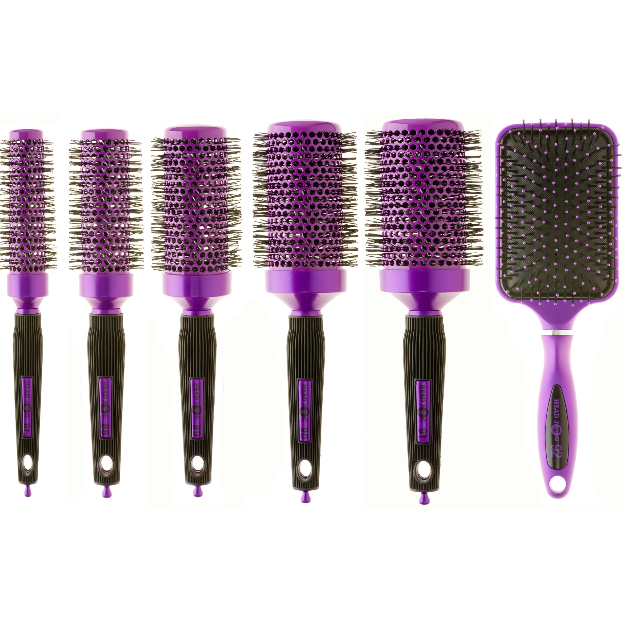 Head Jog 87 Purple Radial Brush. Ceramic Coating Barrel with Nylon Bristle & Rubber Handle. Lightweight & Durable Hair Brush for Hairdressing. Reduce Frizz for Healthy Looking Hair. (25mm) - Image 2