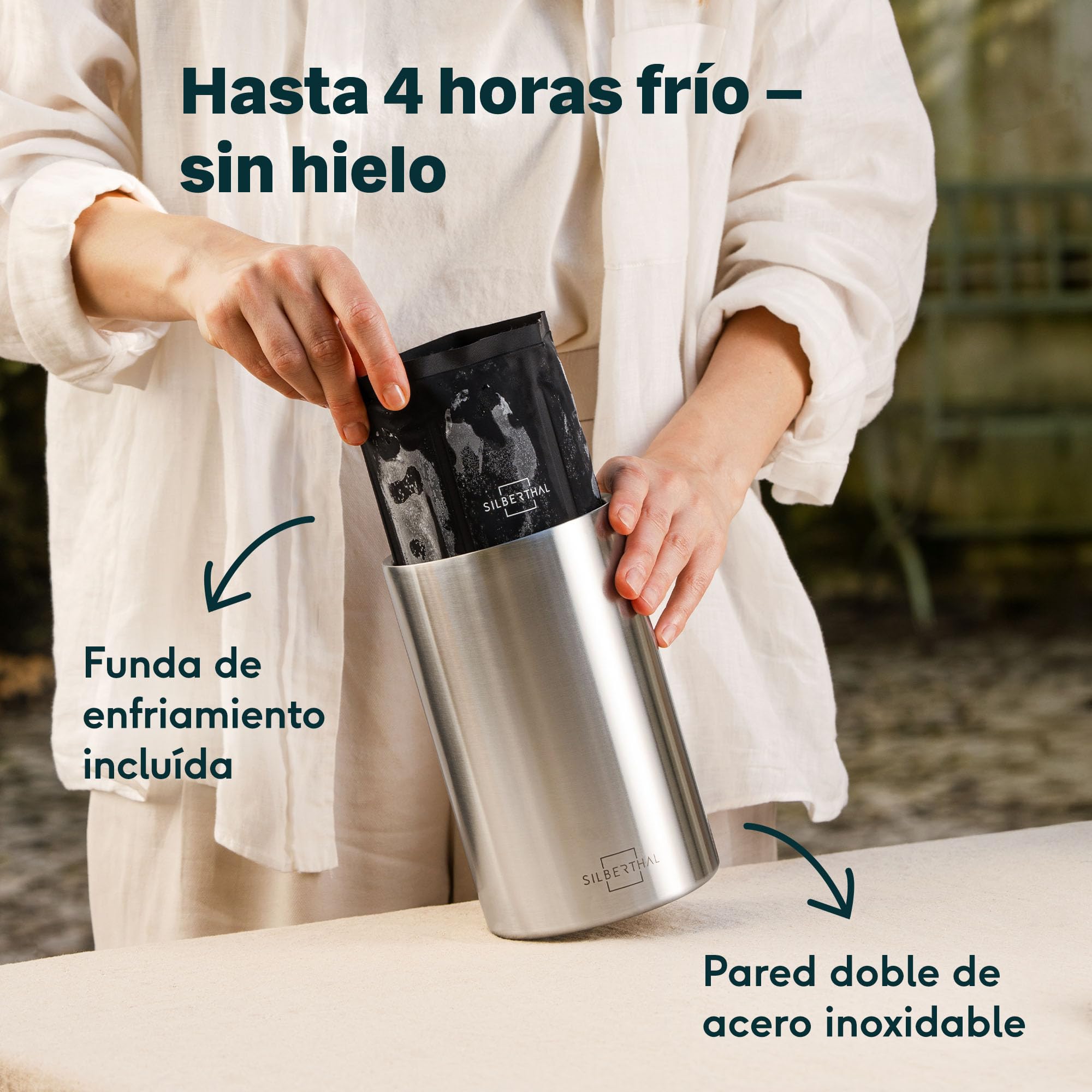 SILBERTHAL Enfriador de botellas de vino - Acero inoxidable - Cubiteras para botellas - Wine cooler