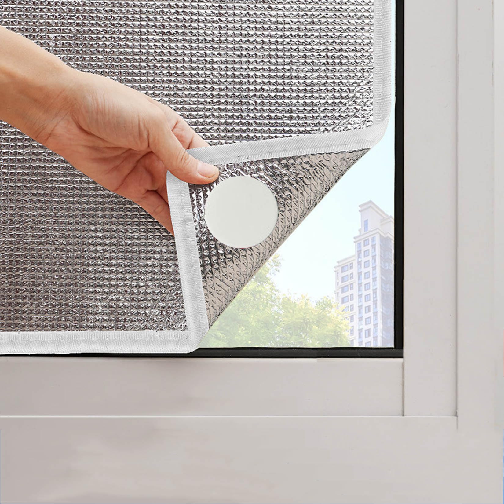 HDEYRSX Sun Room Heat Reflective Window Films,9mm Aluminium Foil Thermal Insulation Window Stickers,Sun Blocking Anti UV Window Tint,Total Blackout Privacy Glass Film,Custom (75cm x 100cm,White)