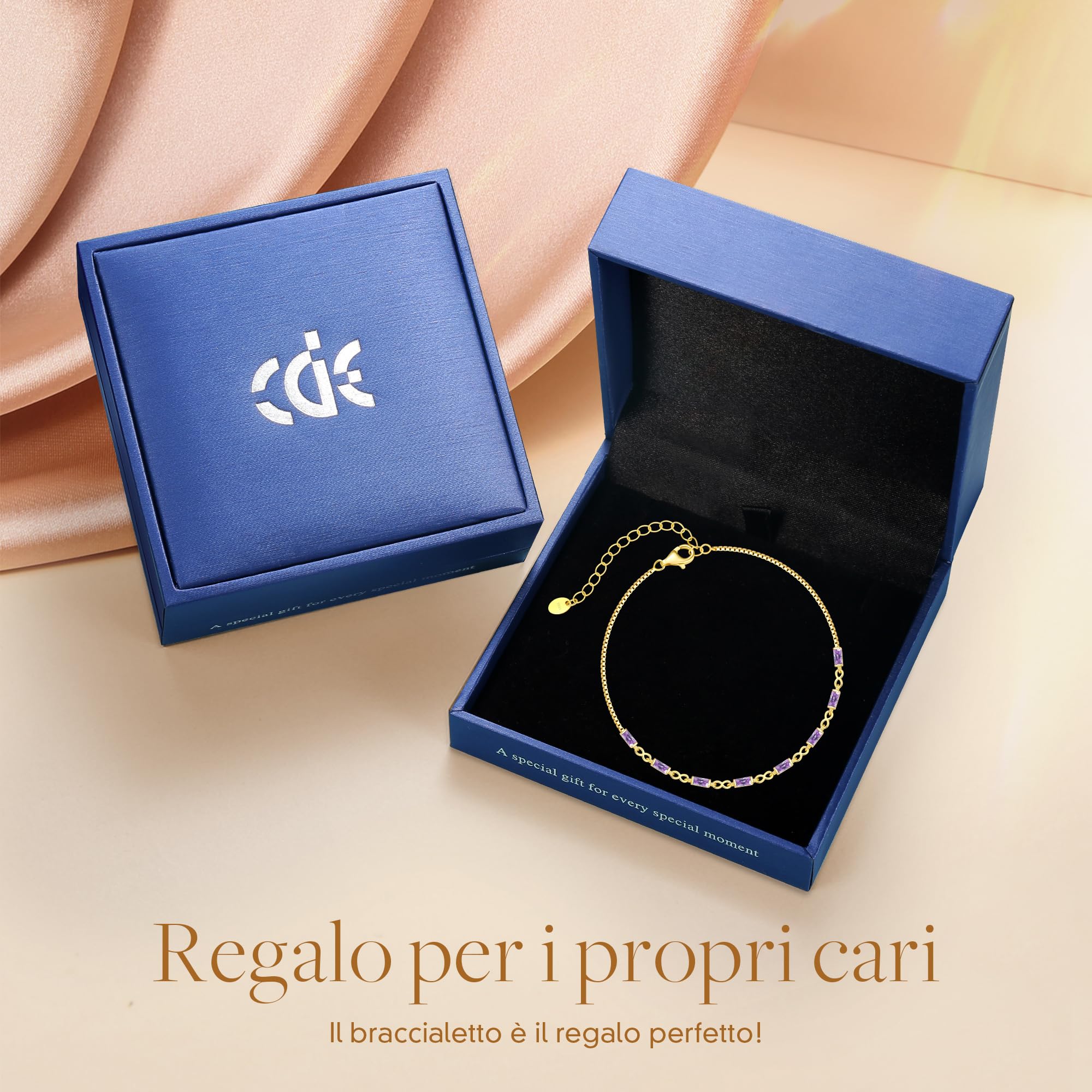 CDE 925 Bracciale pietra nascita per donne in argento Sterling Infinity simbolo Dainty braccialetto catena di fascino per donne compleanno gioielli laurea regalo per sua figlia mamma donna giugno,