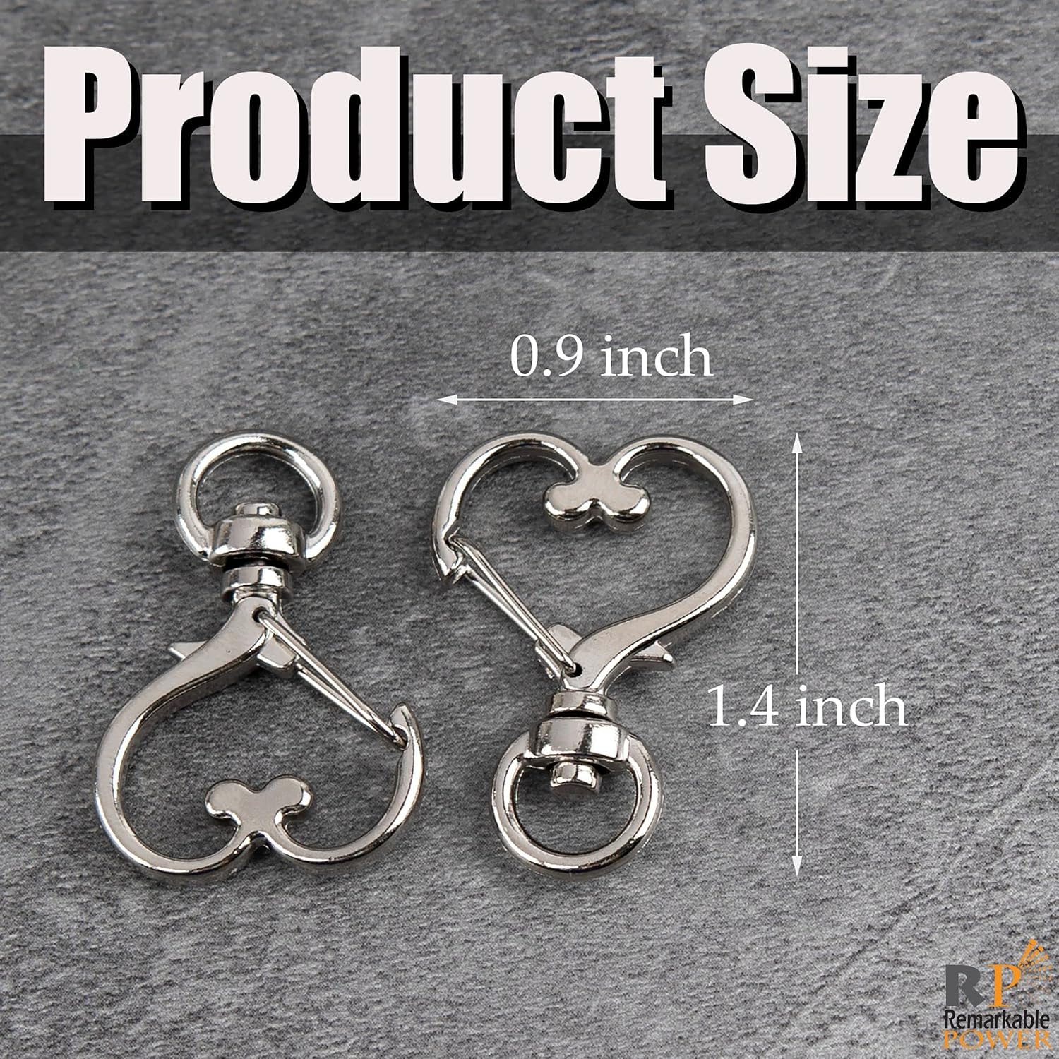 100 Pack Silver Metal Heart Shape Claw Swivel Lobster Clasp Alloy Snap Hook Keychain Clip for Jewelry Making Bag Accessories DIY Craft