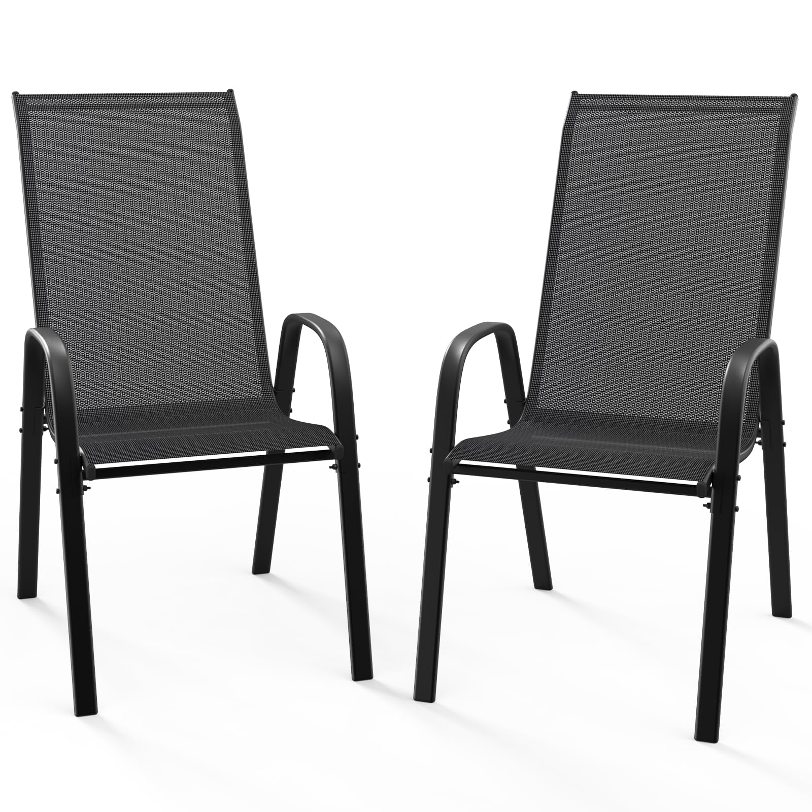 Bonnlo Garden Chairs Set of 2, Stackable Patio Dining Chairs