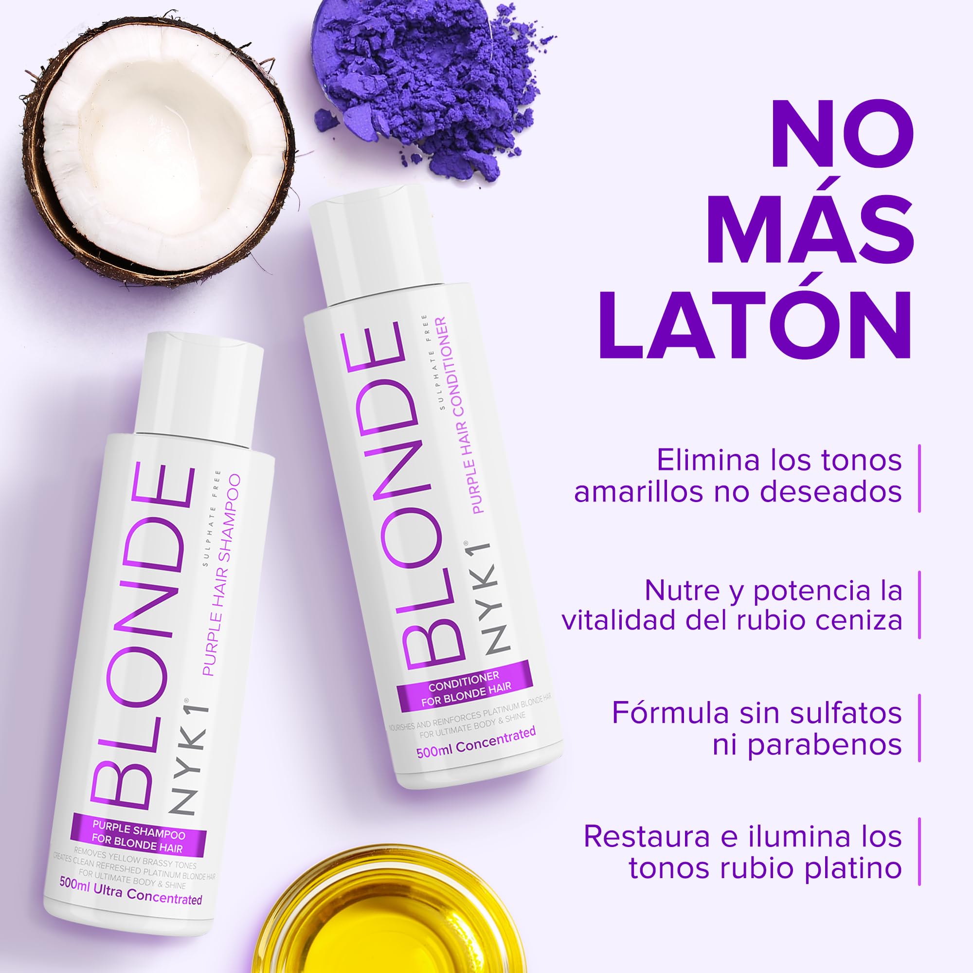 NYK1 Set de Champú y Acondicionador Violeta NO MORE BRASS | 500ml x2