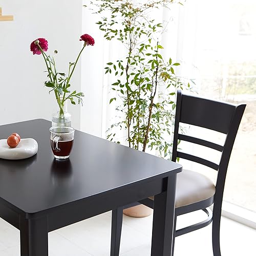 Miniatura 4 de Livinia Cabin - Mesa de comedor de madera de 33.5 pulgadas, pequeña, rectangular, moderna, de madera maciza, escritorio de cocina (negro)